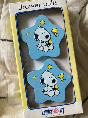 Vintage Lambs & Ivy Snoopy Star Drawer Pulls - Blue & Yellow